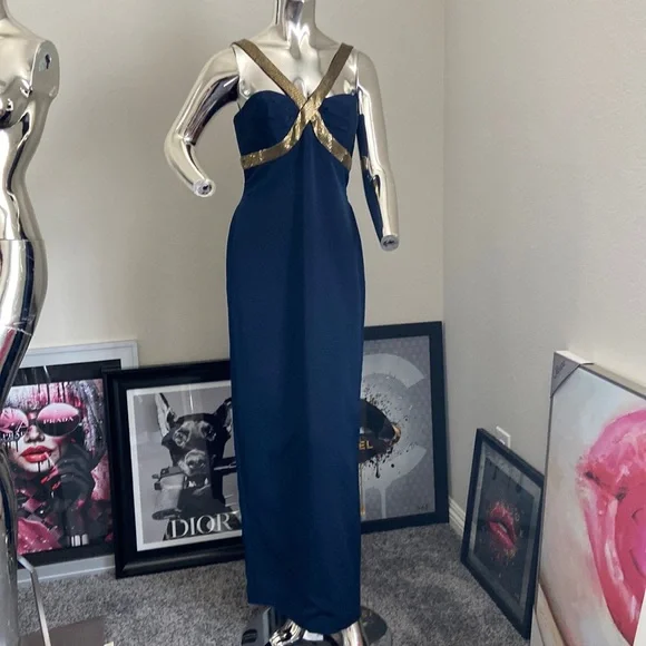 Niteline Della Roufogali Dresses | Niteline Della Roufogali Vintage Evening Gown | Color: Blue/Gold | Size: 6 | Pm-69893977's Closet